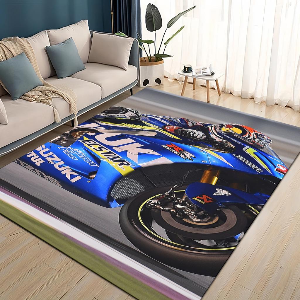3D Гоночный автомобиль Логотип S-SUZUKI Мотоциклетный ковер для гостиной спальни домашнего дивана, Детский игровой нескользящий коврик для пола
