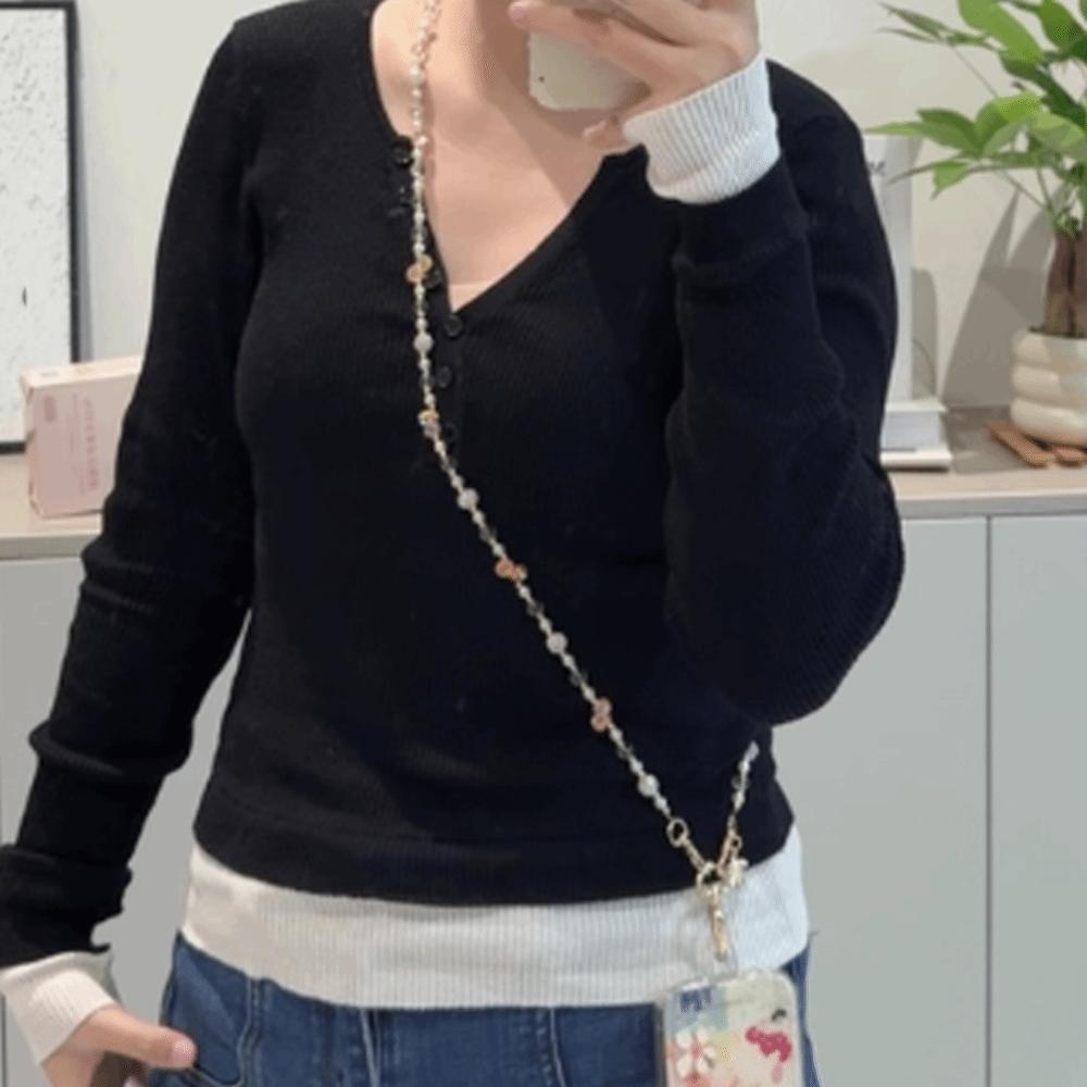 Bag Chain Beaded Crossbody Phone Chain Anti Loss Universal Mobile Phone Crossbody Strap Long-style Sweet Phone Neck Straps