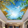 Ceiling Wallpaper 3d Blue Sky Clouds Tree Pattern Ceiling Mural Living Room Bedroom Hotel Natural Landscape Frescoes