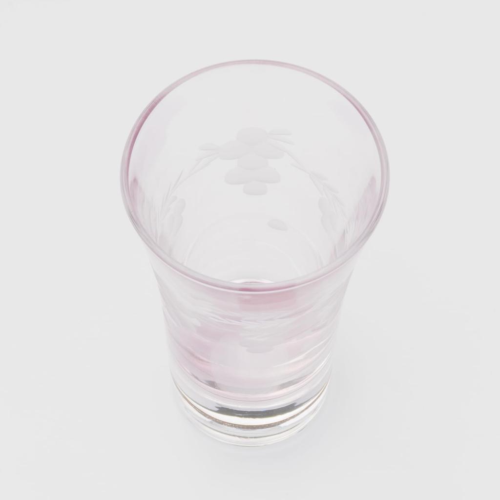 Стеклянный стакан для саке Otsuka Glass "Песня красок", Гинноми (приблизительно. 100мл), Открытый верх, Цветное стекло с цветочным узором, Розовый, Сделано в Японии, 01145-15-1PK-1P