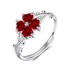 S925 Silver Ring Feminine Natural Topaz Crystal Stone Bramble Clover Adjustable Ring