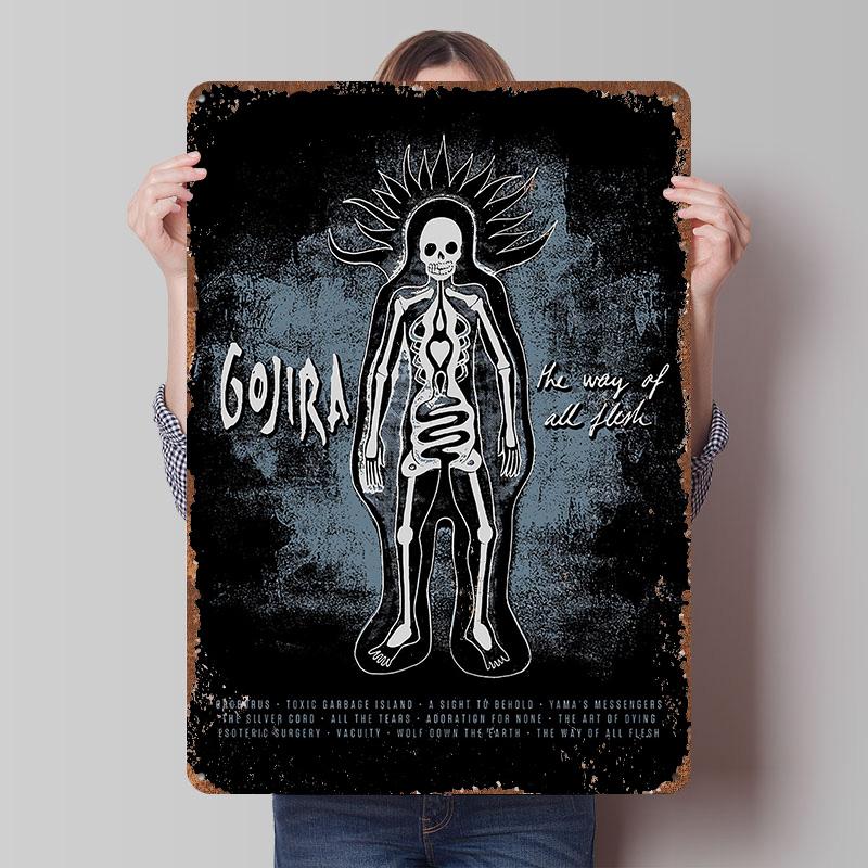 Gojira Band The Way of All Flesh Metal Poster Customized Wall Art Retro Vintage Tinplate Signs for Living Room Decoration Home