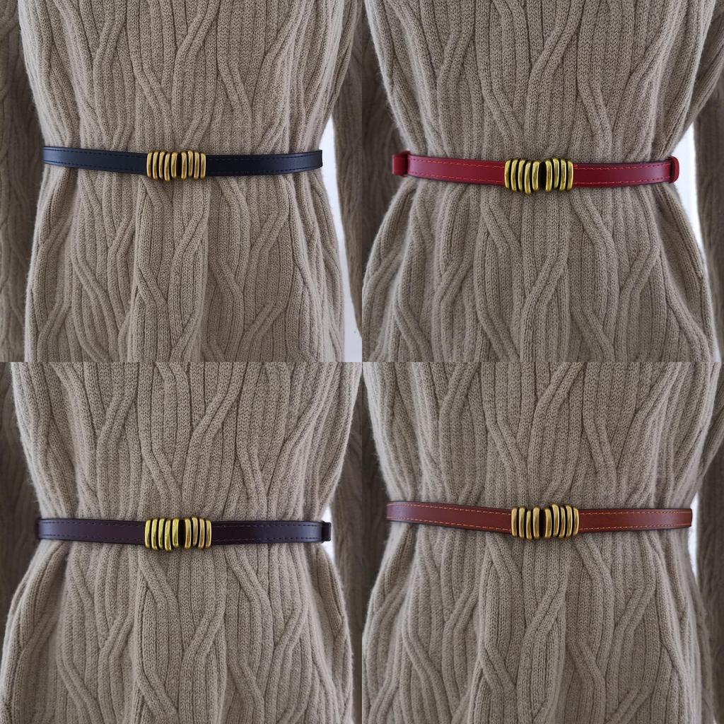 Кожаный пояс на талию для летней моды, тонкий из натуральной кожи с золотой пряжкой