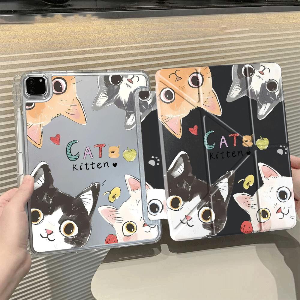 Мультяшный милый чехол для планшета с кошкой для iPad Air 4 5 M3 M2 1 2 M4 11 дюймов Pro 11-го 10-го 9-го 8-го 7-го 12,9 дюйма Mini 6 7 Pro 2025 Y-Fold
