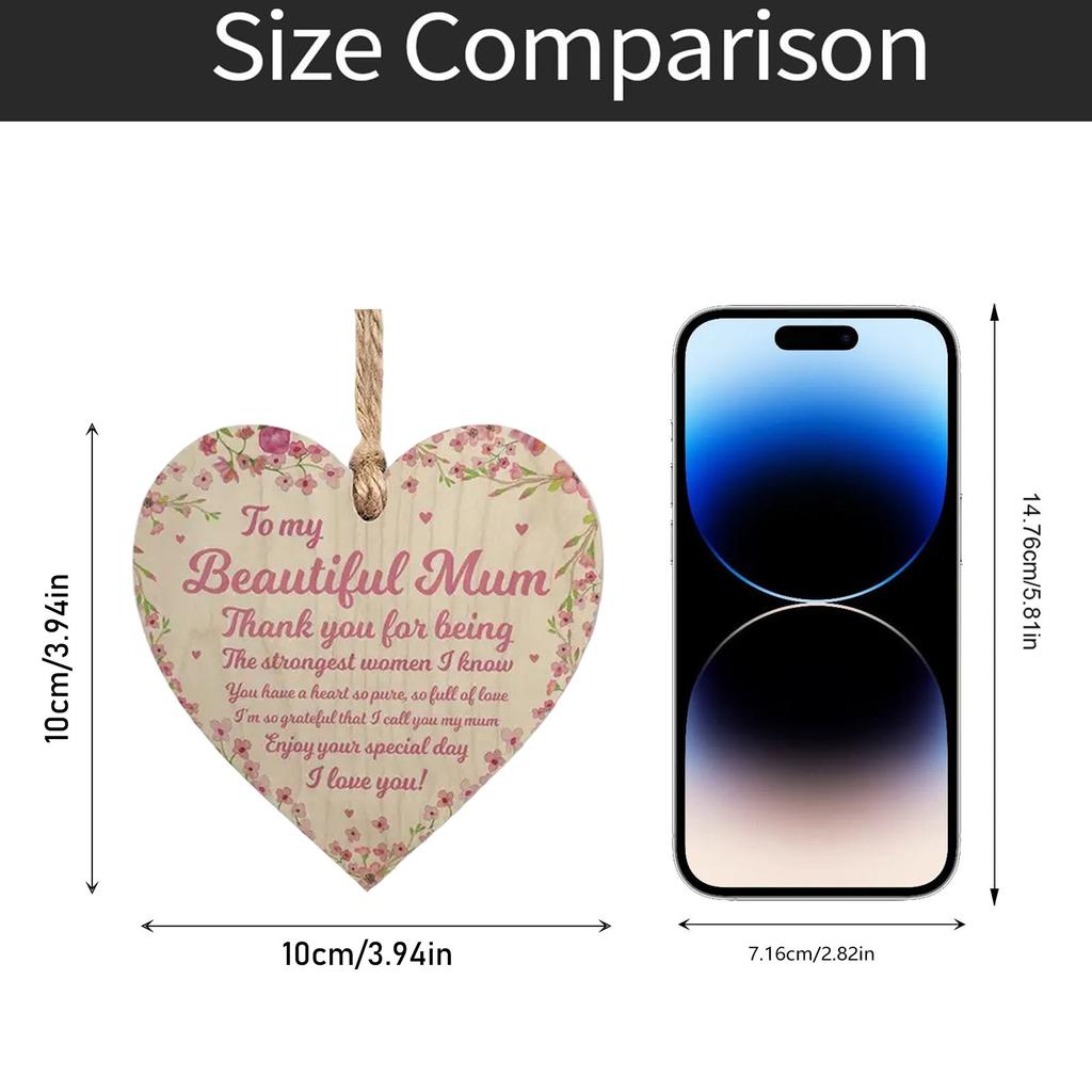 Деревянная подвесная табличка в форме сердца ко Дню матери, подарок для мамы, праздничный кулон для украшения вечеринки