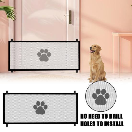 Retractable Mesh Dog Gate for Stairs Portable Pet Safety Net Easy Install Indoor Fence for Kids And Pets
