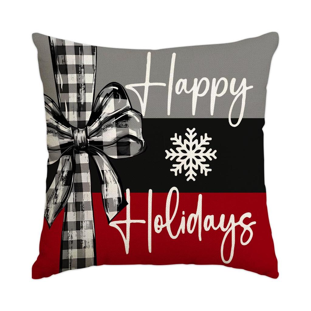 Горячая распродажа Рождественская наволочка из искусственного льна с принтом елки и снеговика - Праздничная декоративная наволочка для диванной подушки