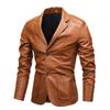 Autumn and Winter New Men's Slim-fitting Versatile Pu Small Suit Men's Lapel Leather Jacket