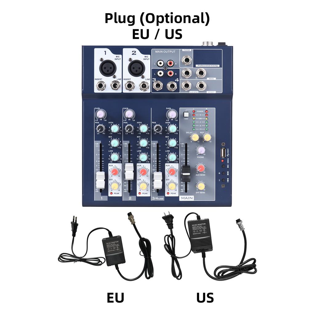 4-channel Mixing Console & Aux Paths Plus Effects Processor Digital Audio Mixer 3-band EQ Built-in