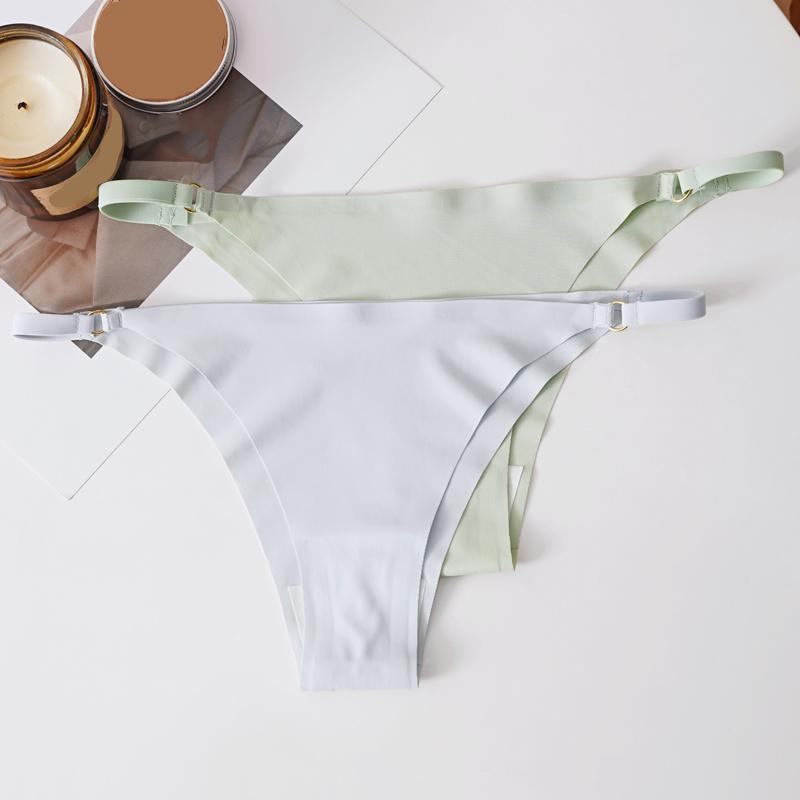 CINOON Сексуальные женские стринги из ледяного шелка, бесшовные, однотонные, с низкой посадкой, трусики в стиле чистого желания, невидимые, дышащие, Т-образные