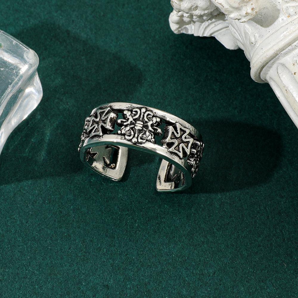 Cross Trendy Ring Hip-hop Punk Style Versatile Boyfriend Style Open Ring