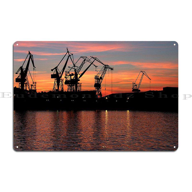 La Ciotat Shipyard Industrial View Roberta Split Harbour Twylight Metal Plaque Mural Wall Decor Kitchen Designs Tin Sign Poster