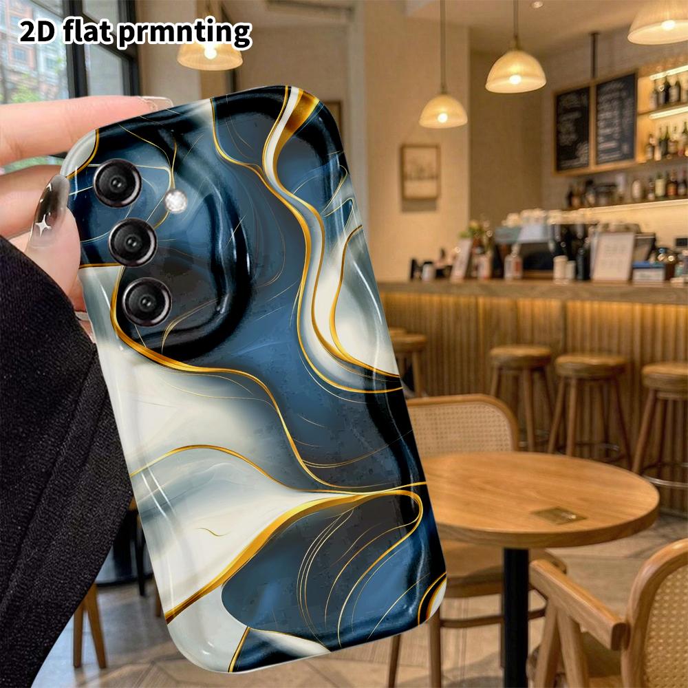 Чехол для телефона: 2D Плоский Защитный Чехол для Samsung Galaxy A34 A35 S20 S22 S21 FE Plus Ultra, Сине-Белый Жидкий, Рождественский и Хэллоуинский Подарок