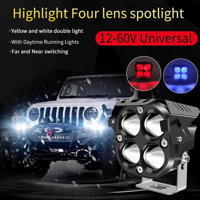 3-дюймовый автомобильный светодиодный прожектор с высокой/низкой линзой, три цвета, сильный свет, водонепроницаемый, супер яркий спортивный свет, внешняя модифицированная фара