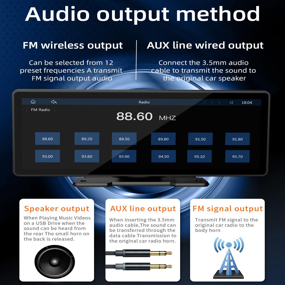 9.3Inch Car Radio Dash Cam Video Recorder MP5 Player Wireless CarPlay Android Auto Touch Screen Bluetooth