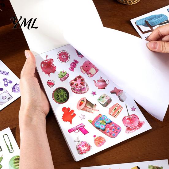 Scrapbooking Supplies 50 Pages Stickers Book, Korean Style Decorative Stickers, Planner Decoration Items DIY Vinyl for And Junk Journaling Stationery