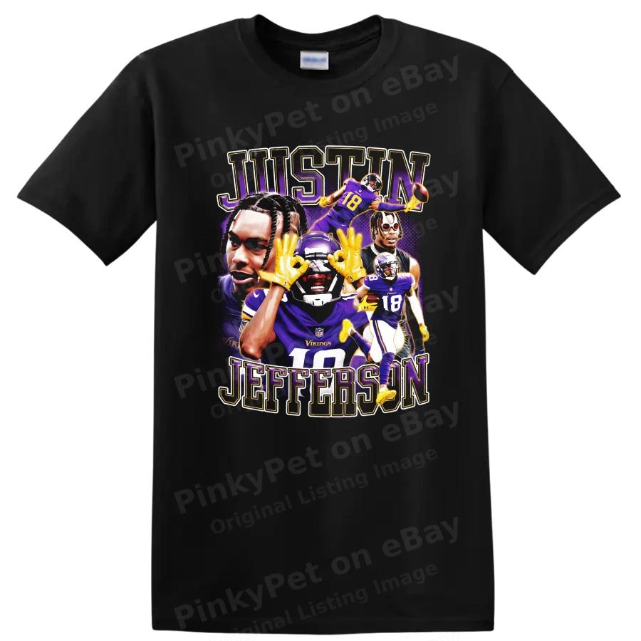 Justin Jefferson T Shirt Minnesota Vikings Football Player Portrait Tee