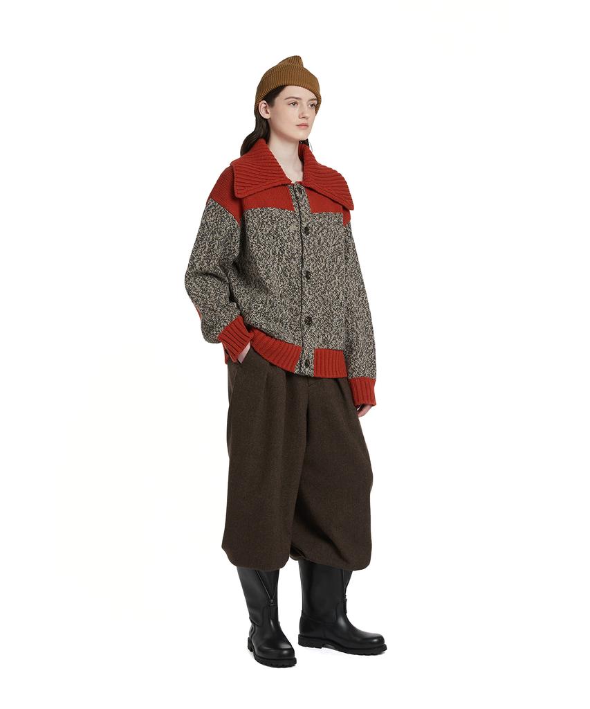 Trunk Project Collar Paneled Cardigan_Orange