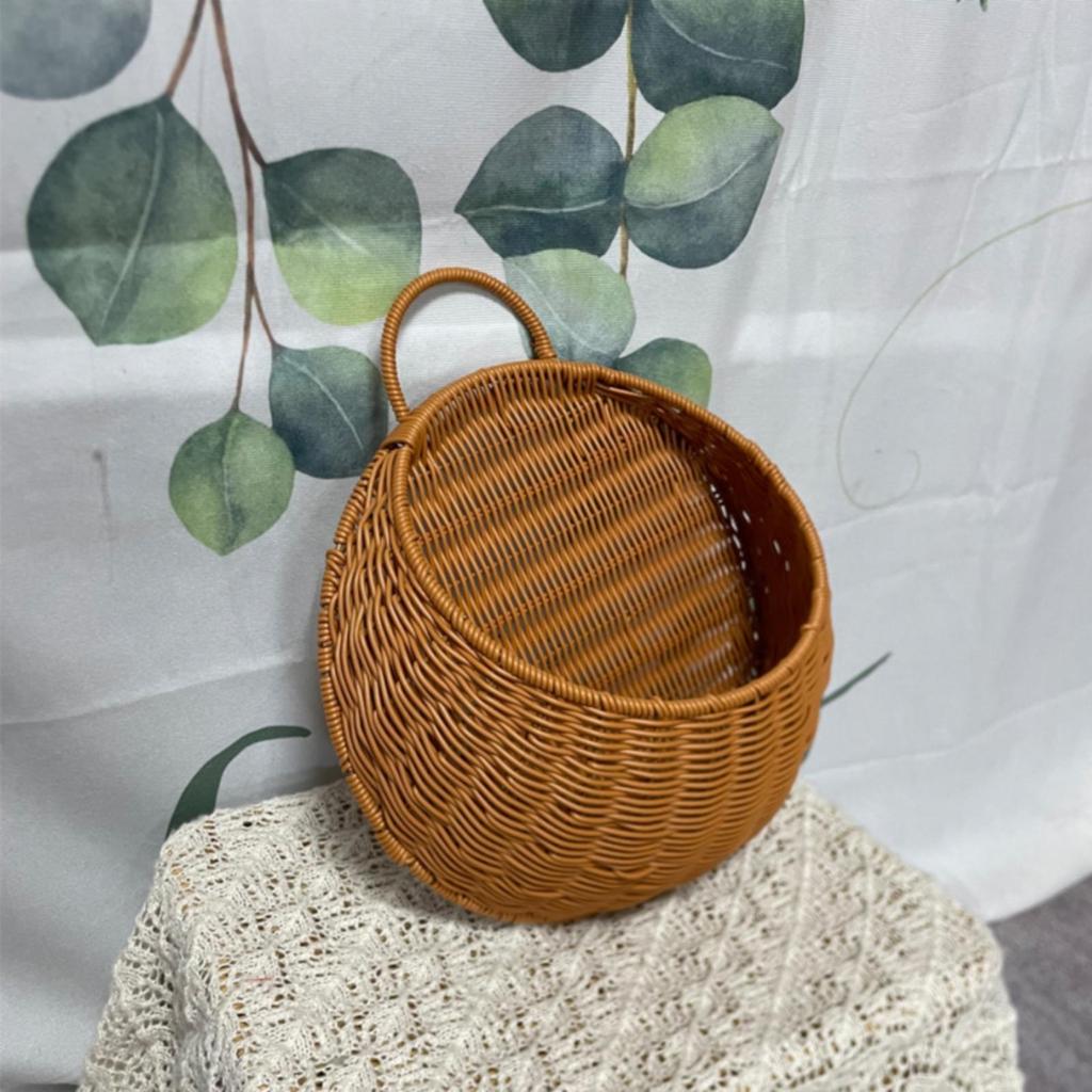 Woven Wall Basket Bohemian with Handle Compact for Kitchen