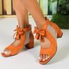 Fashion Sandals Women Peep Toe Bowknot Chunky Heeled Sandals Summer Ladies Elegant Butterfly Knot Sandals Back Zipper Fish Mouth Shoes