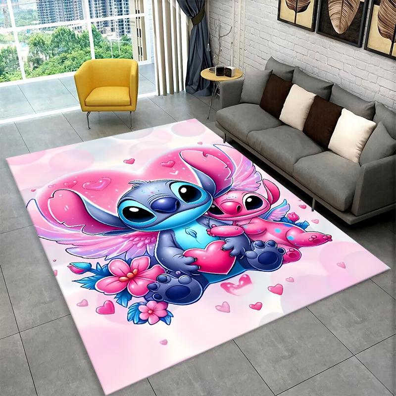Cute S-Stitch Cartoon Non-Slip Area Rug for Living Room,Bedroom,Playroom,Soft Carpet Floor Mat Home Decor Rug Kids Room Gift