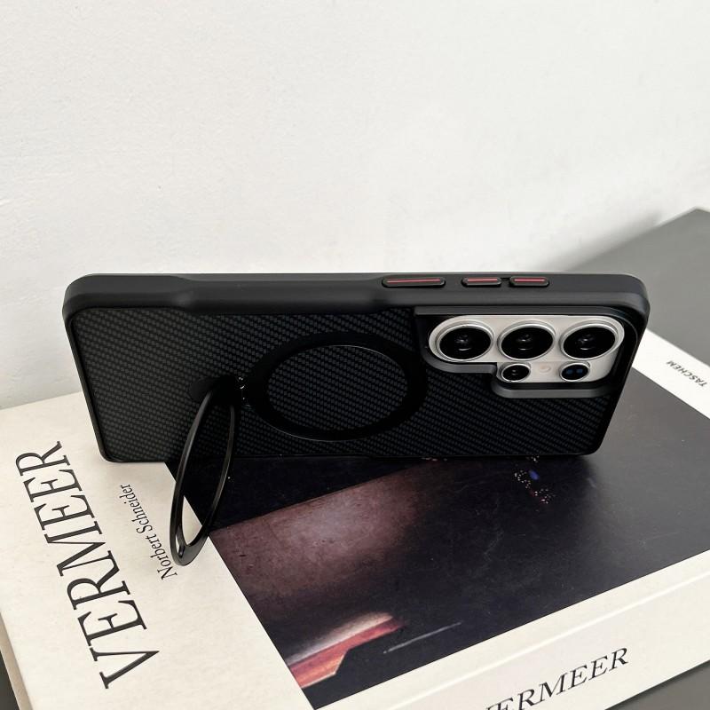 Carbon Fiber Magnetic Phone Case S26 Ultra S25 S24 Shockproof Protective Cover