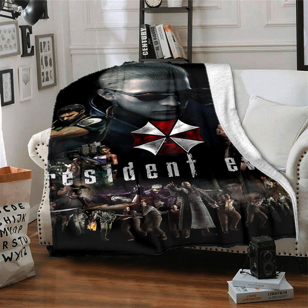 Resident Evil Umbrella Chronicles Flannel Blanket Super Soft Warm Cozy Blanket For Sofa Bed Office Travel Allseason Home Decor Gift