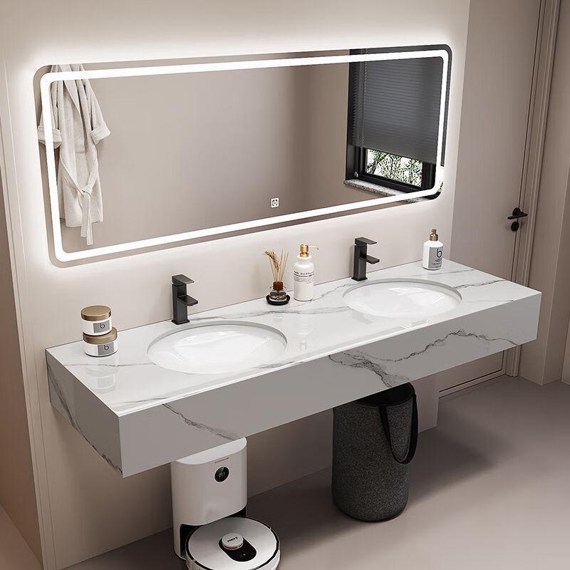 Yidashang Commercial Marble Double Basin Vanity with Smart Mirror