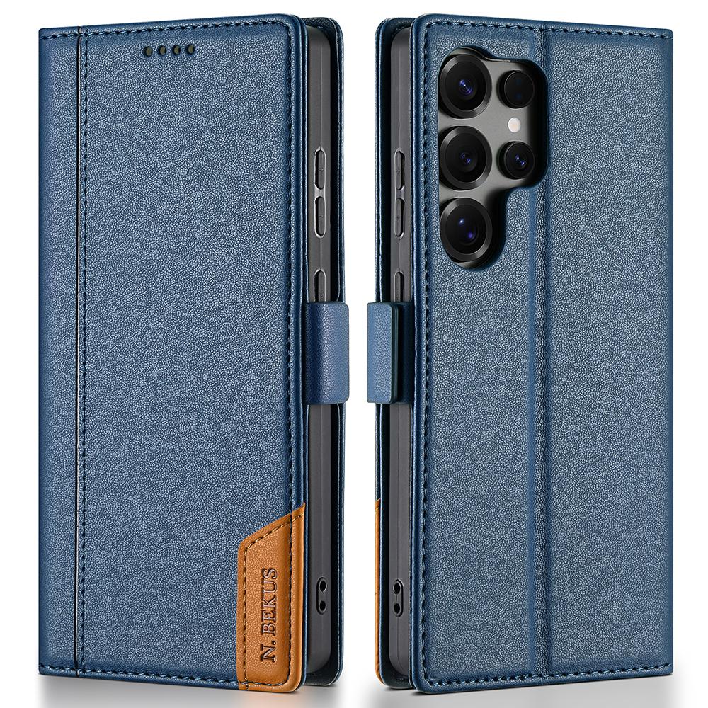 N.BEKUS P3 For Samsung Galaxy S25 Ultra Case RFID Blocking Wallet Stand PU Leather Flip Phone Cover