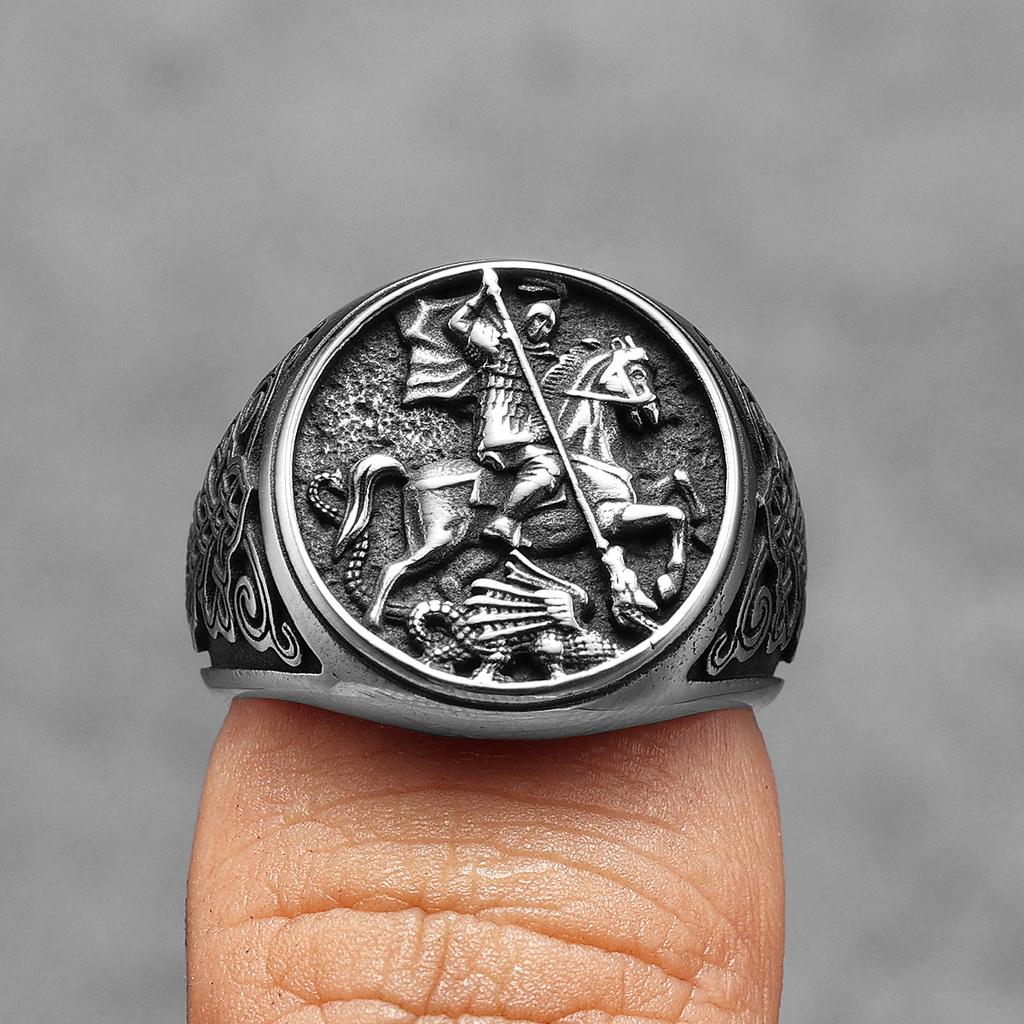 Мужские кольца Saint George Slay Dragon из нержавеющей стали в стиле панк-рок, крутые вещи, модные аксессуары, ювелирные изделия для женщин, подарок