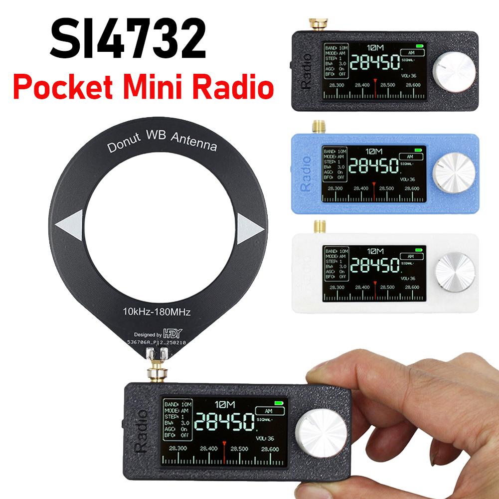 SI4732 0.5-108mhz Portable Radio 1.9inch IPS Screen All Band Radio Receiver LSB USB AM FM HF SW MW VHF Radio with 2pcs Antenna