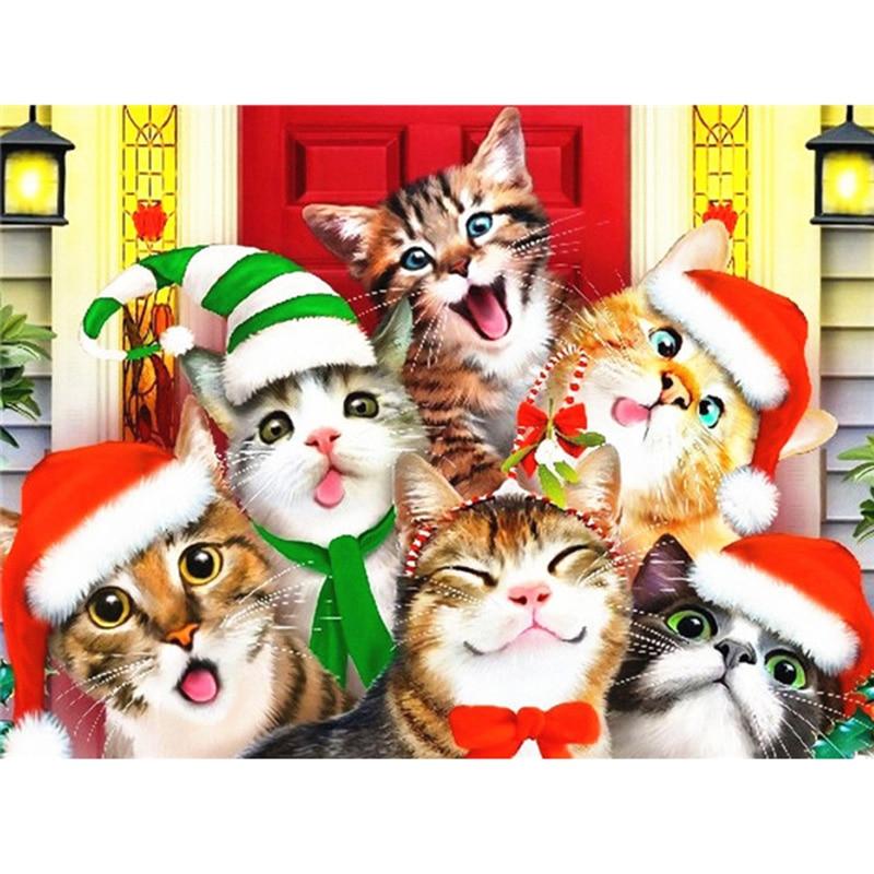5D DIY Diamond Painting Cute Cat Diamond Embroidery Animal Flowers Cross Stitch Full Square Round Drill Home Decor Manual Gift