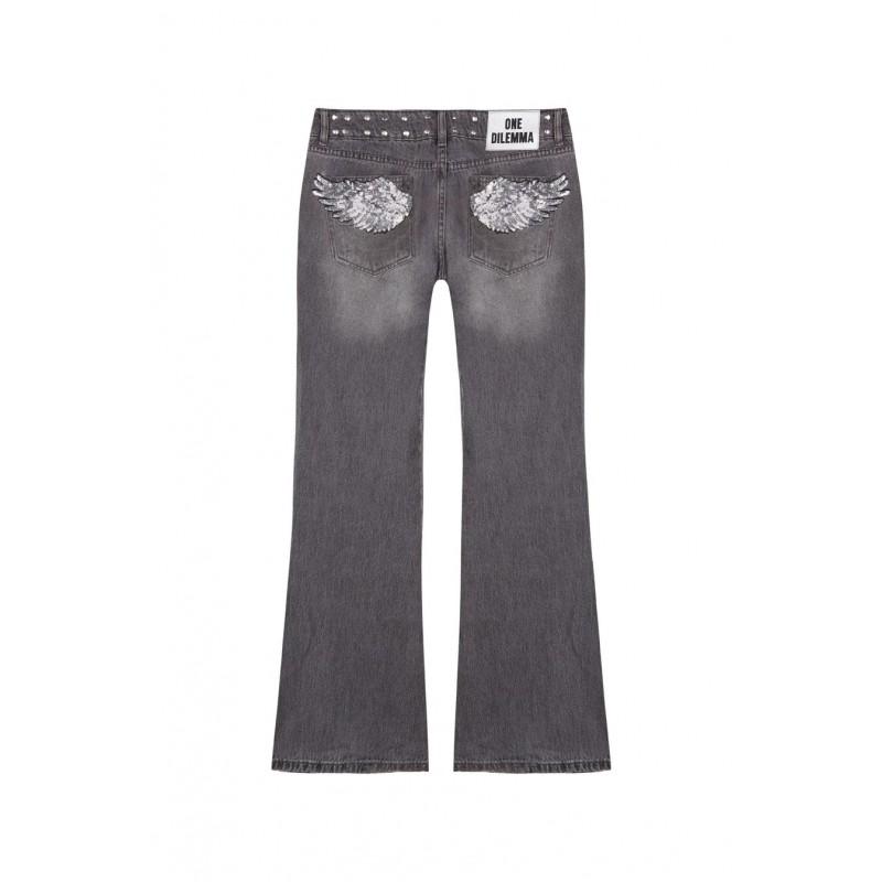 Vintage Star Print Denim Jeans Women Loose Straight Cut Streetwear Casual Pants