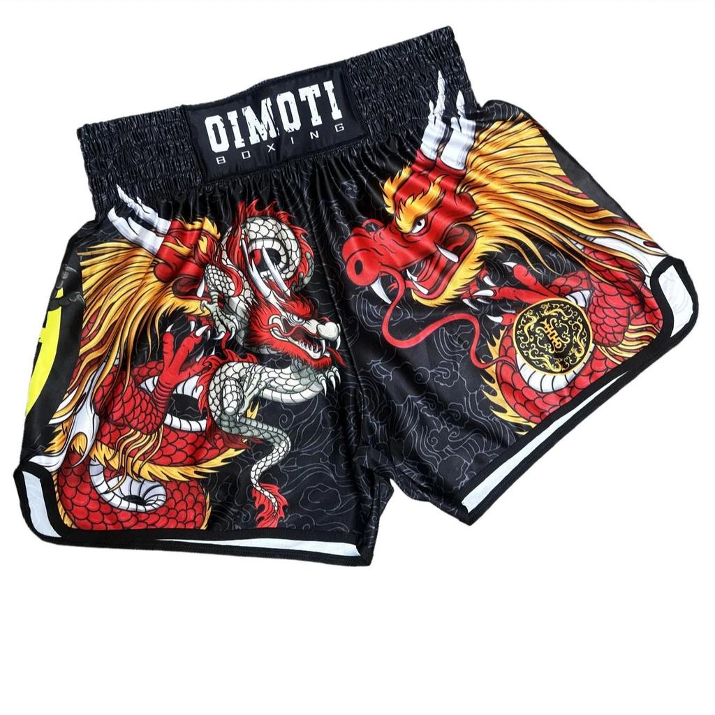 Twin Dragons Muay Thai Kickboxing Boxing MMA UFC Casual Shorts Gym Sport Unisex Men Women Workout Quick Dry Print Elastic High Waist Training