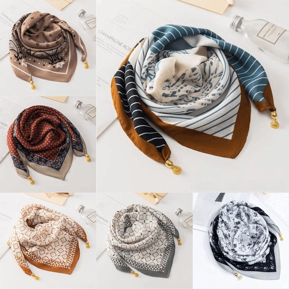 Magnetic Buckle Cotton Square Scarf Soft Cotton Hijab Wraps Fashion Headwear Soft Shawl Girl Women