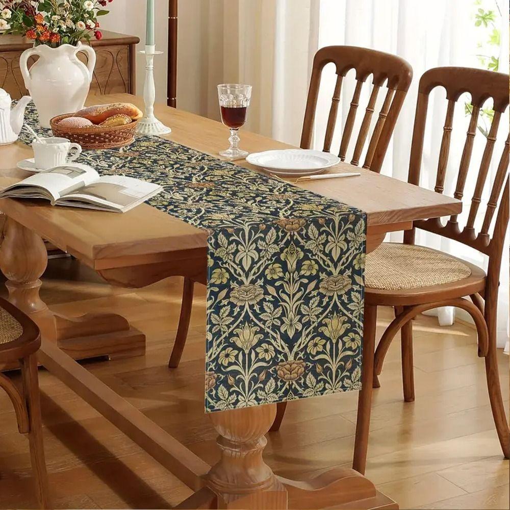Flourishing Flowers Table Cover Pastoral Style Tablecloth Floral Table Runner  Home Decor