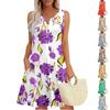 Womens Summer Dresses Loose V Neck Sleeveless Sundresses Dress With Pockets