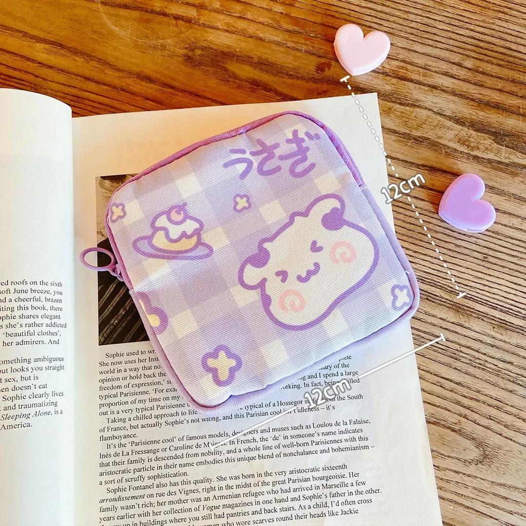 Корейские сумки для хранения гигиенических салфеток с милым медведем большой емкости, сумка-органайзер для тампонов с героями мультфильмов для девочек, мини-сумка