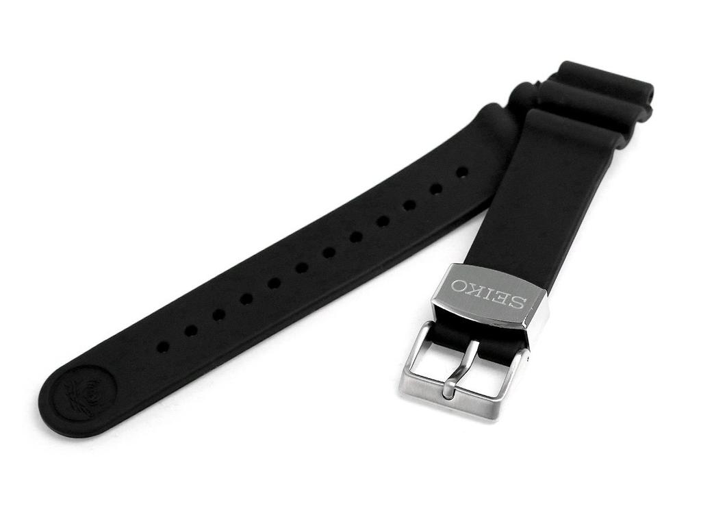 Seiko PROSPEX Genuine Replacement Silicone Watch Band, 22mm Width Model R7C01AR, Black, Sport Style