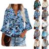 Женский топ с оборками на шее и рукавами три четверти с растительным принтом