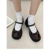 Женские туфли Мэри Джейн из лакированной кожи на массивной платформе с круглым носком и ремешком с пряжкой-бантиком, повседневные туфли