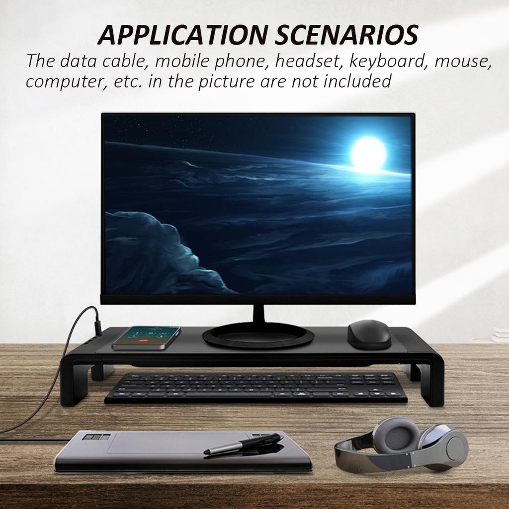 4 USB Многофункциональная подставка-подставка для монитора компьютера с портами 2.0, зарядкой, держатель для монитора, полка для экрана компьютера, органайзер для ноутбука, черный