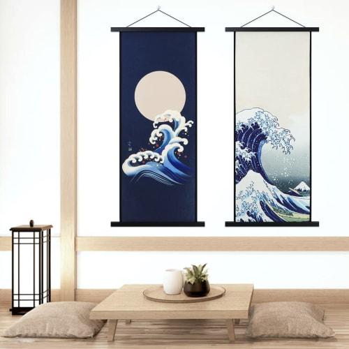 Benjia Tapestry Rod with Magnet, Natural Wood, A2 Poster Frame, 45cm Wide, Tenugui Poster Hanger, Furoshiki Cloth, Noren Rod, Namie Amuro Wall Hanging