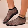 Beach Sandals Women's Fishnet Stockings Hollow Out Low Heel Flat Sandals Women