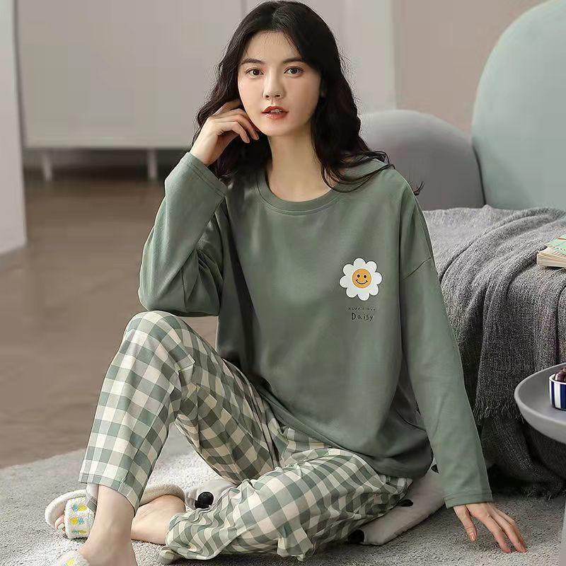 M-5XL Winter Pajamas Women's Korean Version Long-sleeved Homewear Suit Loose Large Size Two-piece Suit Can Be Worn Outside