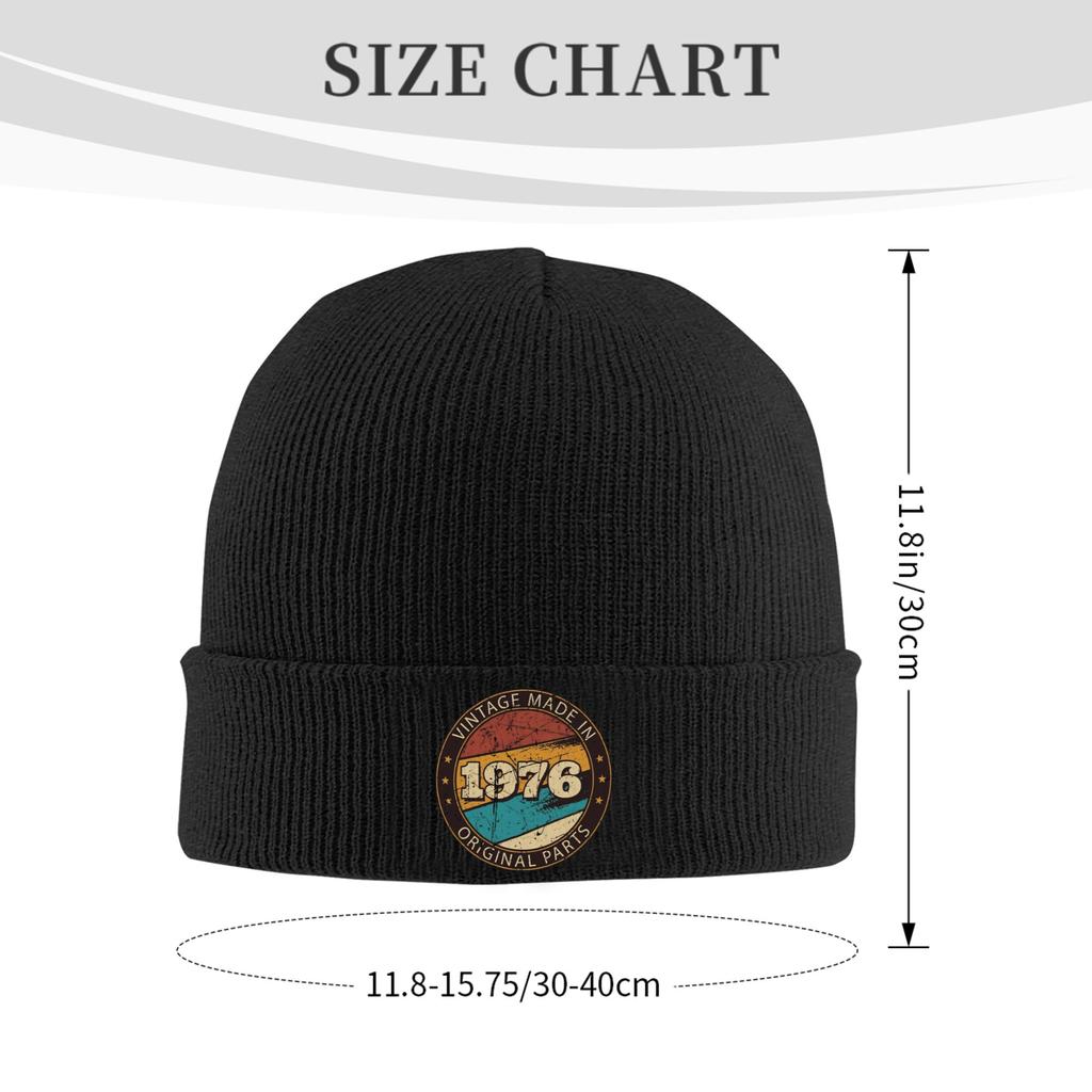 Vintage Made In 1976 50th Birthday Accessories Winter Warm Knit Cuff Beanie For Men Women Skull Knitted Hat Cap Bonnet Hats