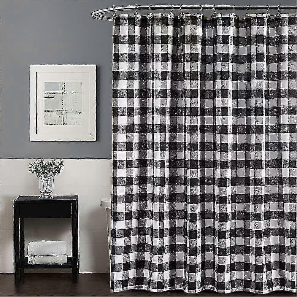 2025 Latest Model 72 x 72 Inch Shower Curtain, Farmhouse Style Black and White Plaid