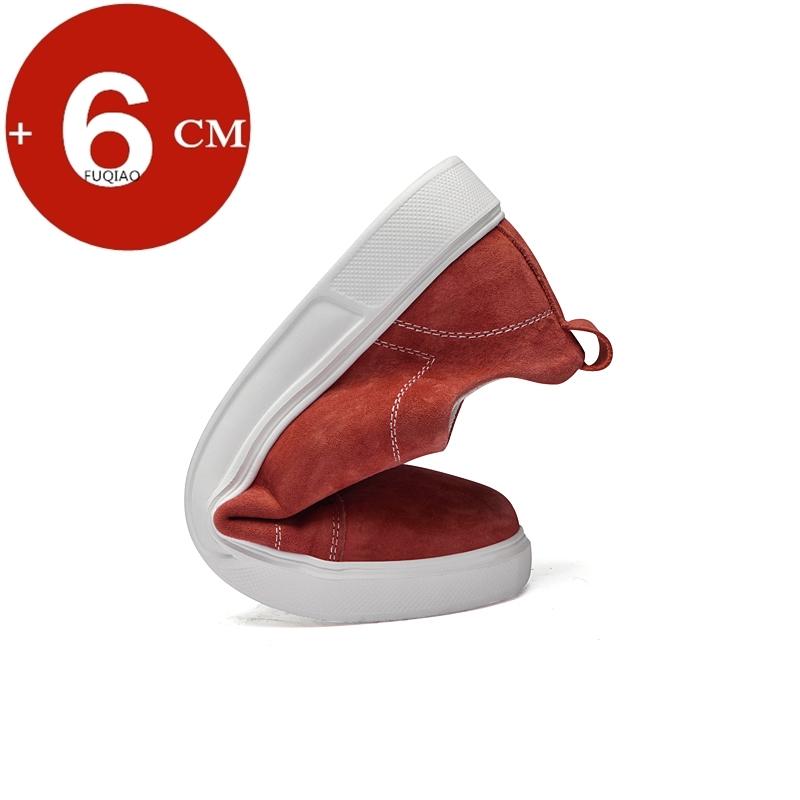 Men's Suede Casual Elevator Shoes 6cm Hidden Heel Height Increasing Sprots Breathable Comfortable Leather Lift Sneakers for Men