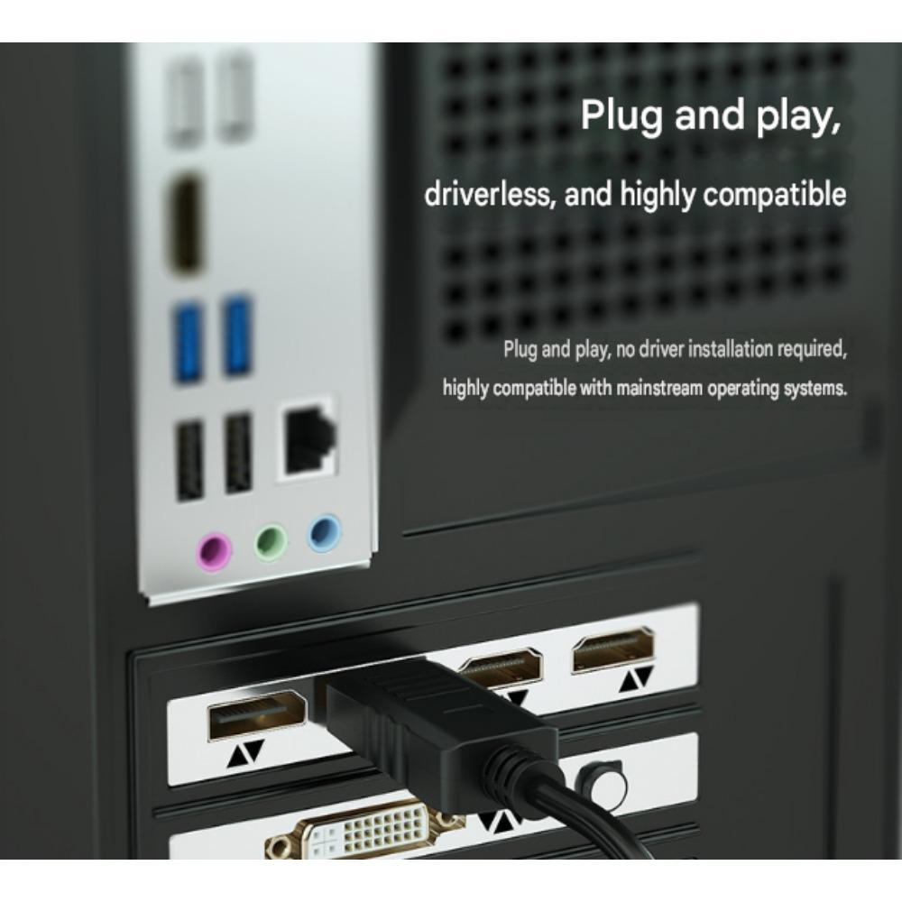 DisplayPort to HDMI Adapter Cable (4K, 1.8m) – High-Definition PC Monitor Connection Cable (Full-size DP to HDMI)