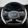 Чехол на руль автомобиля формы D из ледяного шелка + кожи для Hyundai Creta II 2021 2022 Автоаксессуары